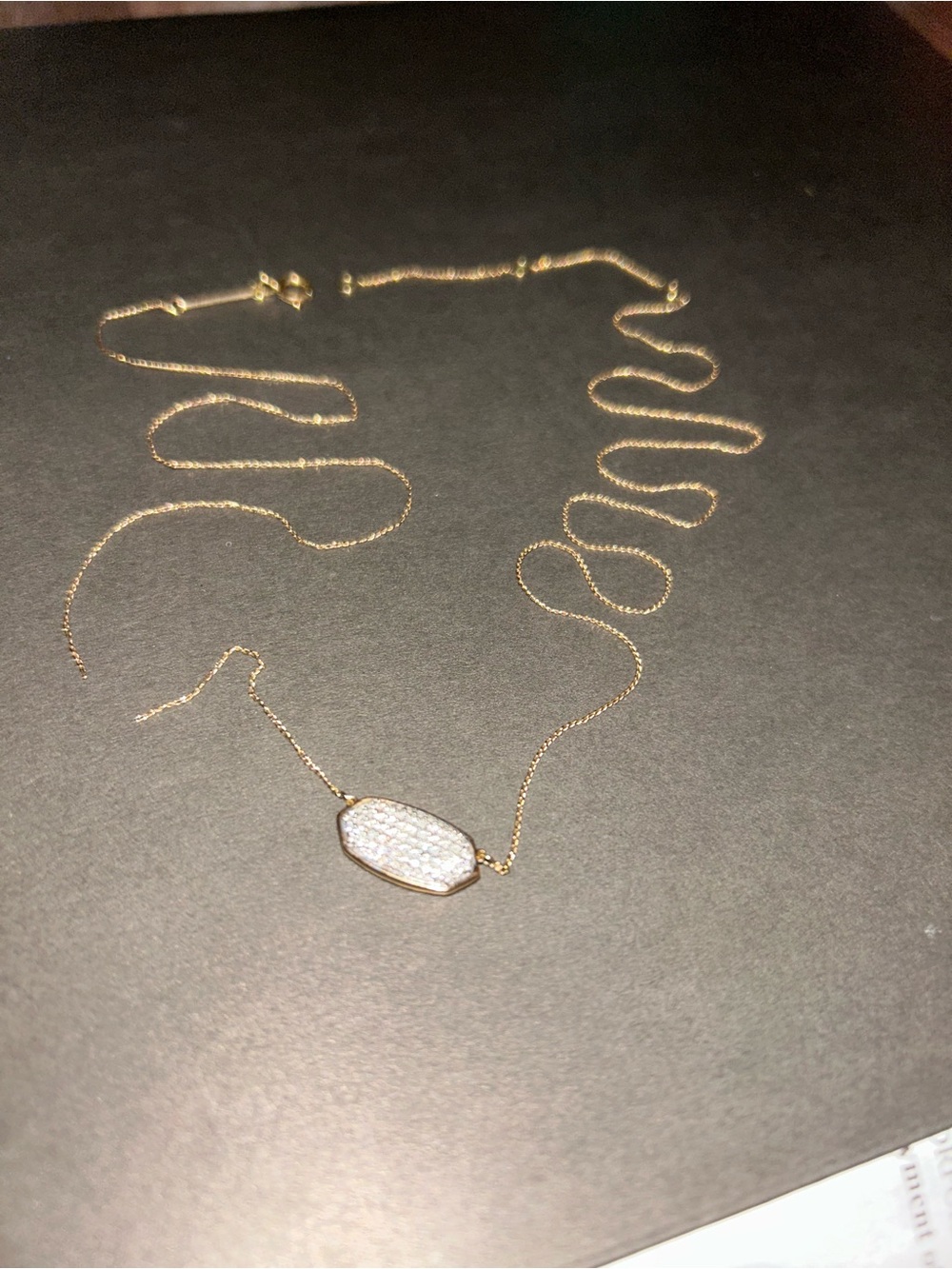 Kendra Scott Gold Necklace with White Pavé Pendant